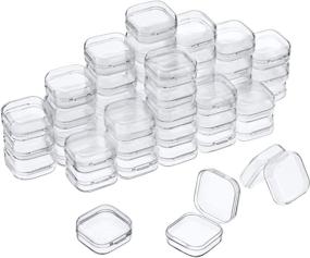 img 4 attached to 📦 Transparent Storage Box Set - 48 Packs of Clear Plastic Containers with Hinged Lid for Crafts, Jewelry & Small Items (1.37 x 1.37 x 0.7 Inches)