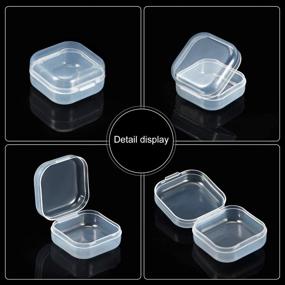 img 2 attached to 📦 Transparent Storage Box Set - 48 Packs of Clear Plastic Containers with Hinged Lid for Crafts, Jewelry & Small Items (1.37 x 1.37 x 0.7 Inches)