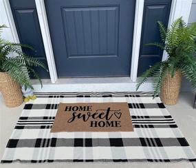 img 3 attached to 🐃 Stylish Buffalo Plaid Outdoor Rug: 27.5 x 43 Inches, Black & White Cotton Hand-Woven Checkered Front Welcome Door Mat - Ideal for Front Porch, Kitchen, Entry Way, Living Room