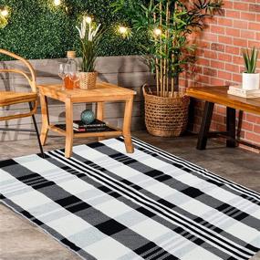 img 2 attached to 🐃 Stylish Buffalo Plaid Outdoor Rug: 27.5 x 43 Inches, Black & White Cotton Hand-Woven Checkered Front Welcome Door Mat - Ideal for Front Porch, Kitchen, Entry Way, Living Room
