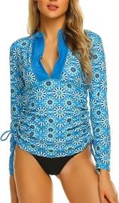 img 4 attached to 🏄 Sheshow Surfing Rashguard Swimsuit for Women - UV Protection Clothing for Swimsuits & Cover Ups