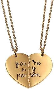 img 4 attached to Azfly 'You're My Person' Broken Two Half Heart Pendant Necklace: Perfect Gift for Couples, Best Friends, BFFs