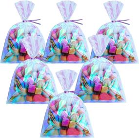 img 4 attached to 🌈 120 Pieces Iridescent Holographic Cellophane Party Favor Treat Bags with 200 Pieces 3 Colors Iridescent Holographic Twist Ties - Ideal for Party, Wedding, Girl Birthday (5 x 7 Inch)