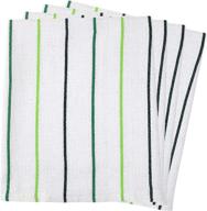 🧺 premium waffle weave kitchen towels set of 4 - decorative dish cloth, 100% cotton tea towels, exceptionally absorbent, 18 by 27 inch - green striped логотип