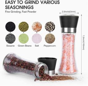 img 1 attached to Hotder Premium Pepper and Salt Grinder Set: Adjustable Coarseness, Glass Body - Perfect Christmas Gift (Two Pack)