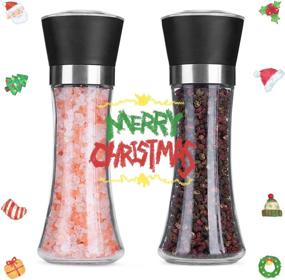 img 3 attached to Hotder Premium Pepper and Salt Grinder Set: Adjustable Coarseness, Glass Body - Perfect Christmas Gift (Two Pack)