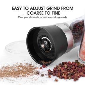 img 2 attached to Hotder Premium Pepper and Salt Grinder Set: Adjustable Coarseness, Glass Body - Perfect Christmas Gift (Two Pack)