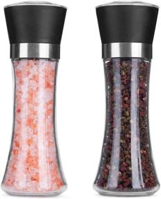 img 4 attached to Hotder Premium Pepper and Salt Grinder Set: Adjustable Coarseness, Glass Body - Perfect Christmas Gift (Two Pack)