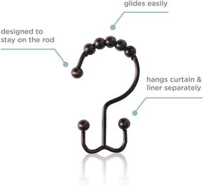 img 2 attached to 🛁 Zenna Home Double Roller Glide Shower Curtain Rings, Set of 12, Oil Rubbed Bronze, NeverRust Rustproof Hooks, 12 Count