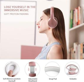 img 2 attached to 🎧 Premium Lightweight Bluetooth Headphones with Microphone - Perfect for Travel, Work, TV, PC, and Cellphone - Rose Gold