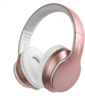 🎧 premium lightweight bluetooth headphones with microphone - perfect for travel, work, tv, pc, and cellphone - rose gold logo
