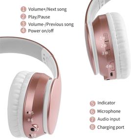 img 1 attached to 🎧 Premium Lightweight Bluetooth Headphones with Microphone - Perfect for Travel, Work, TV, PC, and Cellphone - Rose Gold