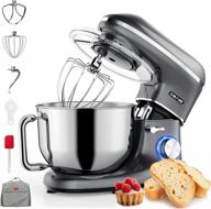 cheflee stand mixer, 6.5 quart electric mixer - powerful 660w tilt-head kitchen food mixer with dough hook, mixing beater, whisk, & splash guard - ideal for baking, cake, cookie, kneading - sm1504n in gray логотип