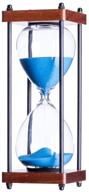 enhance your space with bellaware large hourglass timer – 30 minutes wooden sand timer in decorative blue sandglass design logo