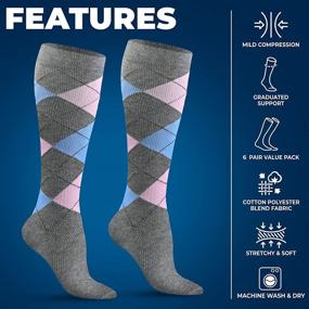 img 3 attached to 🧦 6-Pack Pembrook Women's Compression Socks | Graduated Support Stockings for Women, 8-15 mmHg Compression Level