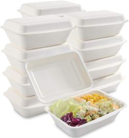 img 4 attached to 🍱 I00000 125Pack 100% Compostable Food Containers - Biodegradable Take Out Containers with Lid - Microwaveable Lunch Boxes - Made of Sugar Cane Fibers - 7"x5", 1 Compartment