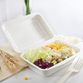 img 2 attached to 🍱 I00000 125Pack 100% Compostable Food Containers - Biodegradable Take Out Containers with Lid - Microwaveable Lunch Boxes - Made of Sugar Cane Fibers - 7"x5", 1 Compartment