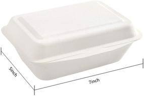 img 3 attached to 🍱 I00000 125Pack 100% Compostable Food Containers - Biodegradable Take Out Containers with Lid - Microwaveable Lunch Boxes - Made of Sugar Cane Fibers - 7"x5", 1 Compartment