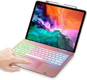 img 4 attached to 🌹 Rose Gold Keyboard Case with Touchpad for iPad Pro 12.9 inch 4th Gen 2020 / 3rd Gen 2018 - 135 Degree Clamshell Case with Keyboard and Apple Pencil Holder (NOT compatible with 5th Gen 2021)