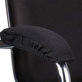 img 1 attached to 🪑 Melaluxe 2-Piece Polyester Office Chair Armrest Covers – Removable & Slip-Resistant Arm Rest Slipcovers (Length 30cm, Black)