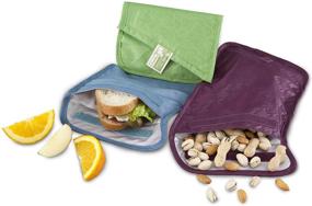 img 1 attached to 👜 ChicoBag Snack Time rePETe Baggies - Pack of 3, Snack and Sandwich Reusable Bags Made from Recycled PET