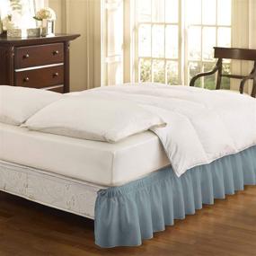 img 4 attached to 🛏️ 18-Inch Drop Twin/Full Dusty Blue Solid Wrap Around Easy Fit Dust Ruffle Bedskirt - Easy On/Off
