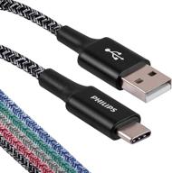 🔌 philips 3-футовый кабель usb type c, черный оплетенный кабель usb-a для usb-c с быстрой зарядкой, совместимый с ipad pro, macbook pro, samsung galaxy s21/s10/s9/plus, google pixel 5/c/3/2/xl, dlc5223ba/37 - улучшенная оптимизация seo логотип