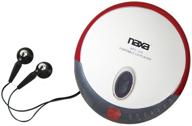 🎧 naxa npc-319 slim personal cd player with stereo earphones - red, cd & cd-r compatible, programmable track memory logo