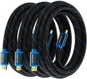 img 4 attached to 🔌 3 Pack of 15-Foot HDMI Cables - 4K Ultra HD, Braided Nylon, HDMI 2.0, 18Gbps, 4K@60Hz HDR, 3D, 2160p, 1080p, HDCP 2.2, ARC - Ideal HDMI Cables for Monitors and HDTV