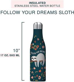 img 2 attached to 🐢 Studio Oh! Insulated Stainless Steel Water Bottle - 17 oz. Capacity, 11 Attractive Designs, Follow Your Dreams Sloth