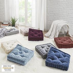 img 1 attached to 🌸 Освещение вашего пространства: Интеллектуальный дизайн Azza Floor Pillow Square Pouf с резным краем - Гипоаллергенная подушка-скамья/стул для дополнительного комфорта и стиля - Румянец