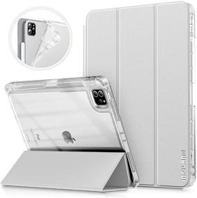 img 4 attached to 📱 INFILAND iPad Pro 11 inch Case 3rd Generation - Tri-Fold Cover with Pencil Holder, HD Transparent Clear Back - Compatible with iPad Pro 11 2018/2020/2021 - Silver [Auto Wake/Sleep Support]