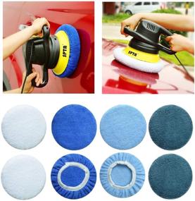 img 3 attached to Boltigen Car Polishing Pad Bonnets-8 Pieces 5 To 6 Inches Soft Microfiber Bonnet Buffing Pad Covers Polishing Bonnets For Most 5 To 6 Inches Car Polishers (5-6Inch-8Pcs 4Colors)