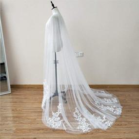 img 1 attached to 👰 EllieHouse Bridal Cape Tulle Wedding Veil Cloak Long T14