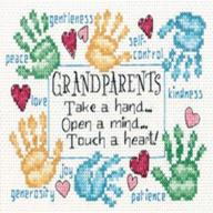 👵 grandparents touch a heart cross stitch kit 14ct white aida fabric 7x5 inches - dimensions logo