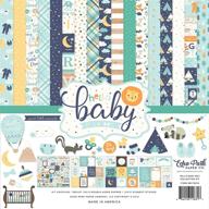 👶 echo park paper company hello baby boy collection kit - paper in blue, yellow, green, and teal logo