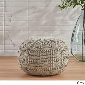 img 2 attached to 🪑 Yuny Grey Fabric Pouf by Christopher Knight Home: Stylish and Versatile Home Accent Piece