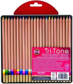img 3 attached to 🖍️ Koh-I-Noor Tri-Tone Multi-Colored Pencil Set: 24 Assorted Colors in Tin and Blister-Carded - A Vibrant Artistic Tool