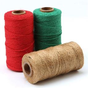 img 1 attached to 🎄 Christmas Twine Set: Resinta 3 Rolls of 984 Feet Thick Jute String Rope and Cotton Baker Twine for DIY Craft and Gift Wrapping (Green, Red, Natural)