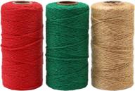 🎄 christmas twine set: resinta 3 rolls of 984 feet thick jute string rope and cotton baker twine for diy craft and gift wrapping (green, red, natural) logo