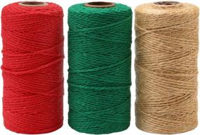 img 4 attached to 🎄 Christmas Twine Set: Resinta 3 Rolls of 984 Feet Thick Jute String Rope and Cotton Baker Twine for DIY Craft and Gift Wrapping (Green, Red, Natural)