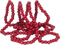 🎄 9-foot rustic cranberry dark red wood bead garland - christmas tree decoration for vintage, shabby chic country farmhouse home decor - everyday wooden beads логотип