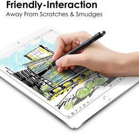 img 2 attached to 🖊️ MoKo Universal Active Stylus Pen - 2-in-1 Capacitive Fine Point Touch Screen Stylus Pencil for 2021 Apple iPad, Mini/Air/Pro, iPhone, Samsung Galaxy, Touchscreen Devices & Smartphones - Black