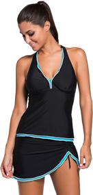 img 2 attached to SailBee Slanted Two Piece Swimsuit Swimdress Sports & Fitness for Water Sports