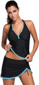 img 4 attached to SailBee Slanted Two Piece Swimsuit Swimdress Sports & Fitness for Water Sports