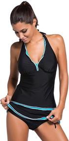 img 1 attached to SailBee Slanted Two Piece Swimsuit Swimdress Sports & Fitness for Water Sports