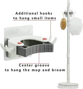 img 3 attached to Innovative 6 Pack Broom Holder Wall Mount with Hooks – Convenient Self Adhesive Mop and Broom Organizer for Home, Kitchen, Garden, Garage