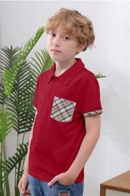 img 2 attached to 👕 NAVINS Boys' Short Sleeve Plaid Contrast Solid Pique Polo Shirts for Kids 4-14T - School Uniform