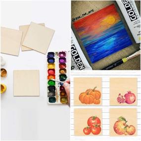 img 1 attached to 🌳 Blisstime 4 Inch Unfinished Wood Squares: Natural Wood Coasters for Painting, DIY, Engraving, Carving & Home Decor - Pack of 50