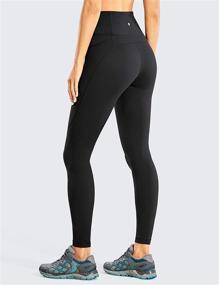 img 3 attached to CRZ YOGA Women's Matte Brushed Workout Leggings 28 Inches - Light-Fleece High Waist Yoga Pants Outdoor Training Tights